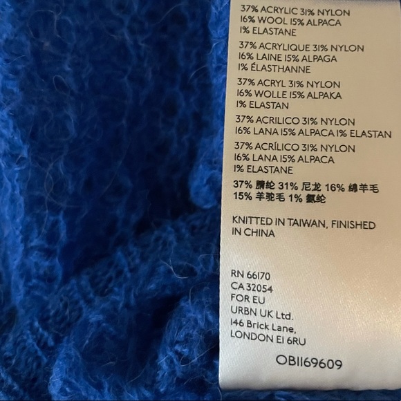 Free People Lulu Oversize V-Neck Sweater, Blue Parrot, NWOT - Picture 9 of 10